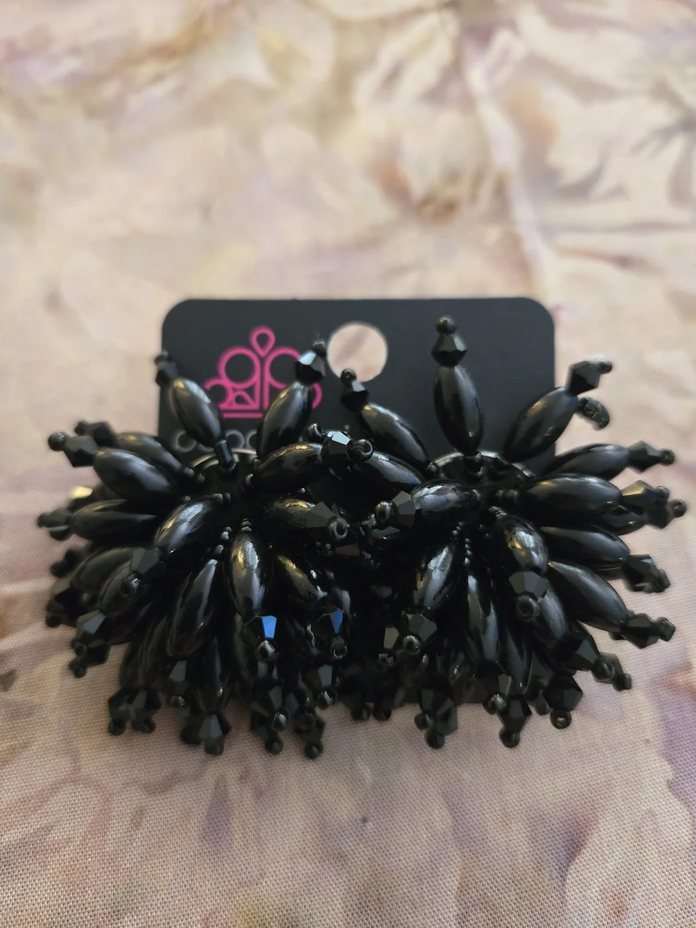 Black Beaded Cluster Post Earrings
